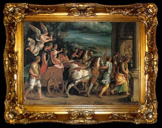 framed  Giulio Romano The Triumph o Titus and Vespasian (mk05), ta009-2